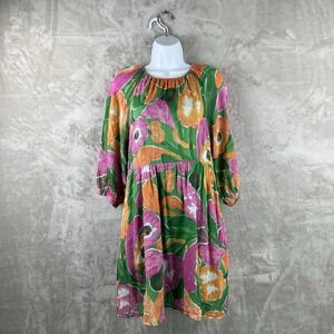 Banjanan Abigail Dress Floral Puff Sleeve Ruffle Hem‎ Women's Small
